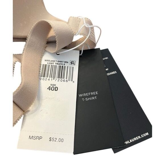 Lauren Ralph Lauren 40 D Full Coverage T shirt Bra Light Beige NWT 40D Wire Free - Picture 3 of 4